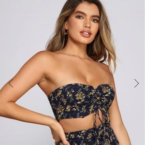 Ditsy Floral Ruched Tube Top